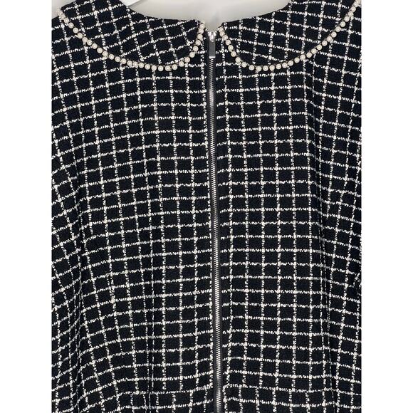 Ivy City Celine Check Puff Sleeve Fit & Flare Mini Dress Black/White Plus 2X NWT - Picture 16 of 16